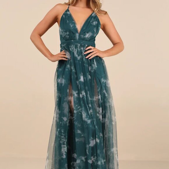 elegant moment emerald green tie-dye backless maxi dress Lulus Elegant Moment Tie-Dye Backless Maxi Dress in Green